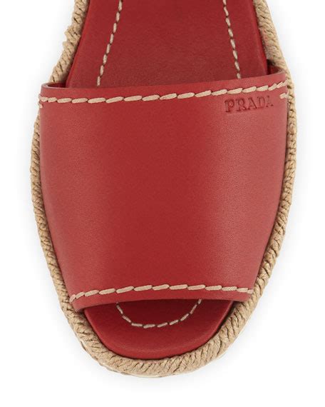 prada espadrille flat sandals scarlatto.